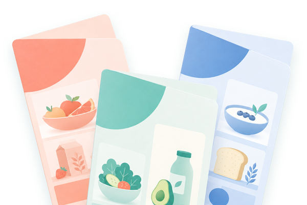 Illustration of promotional leaflets with grocery products