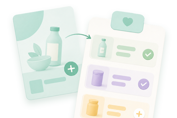 Illustration of a product added to a shopping list